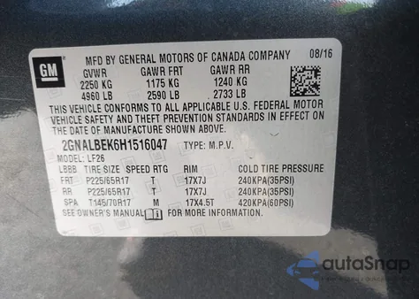 2017 Chevrolet Equinox Ls z USA, uszkodzony, nr VIN 2GNALBEK6H1516047